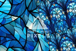 12 Blue Stained Glass Digital Papers