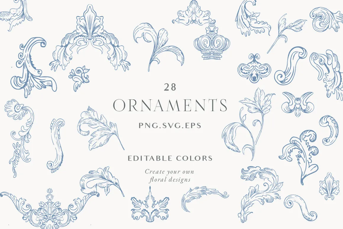 Blue Victorian Vintage Fine Line Art