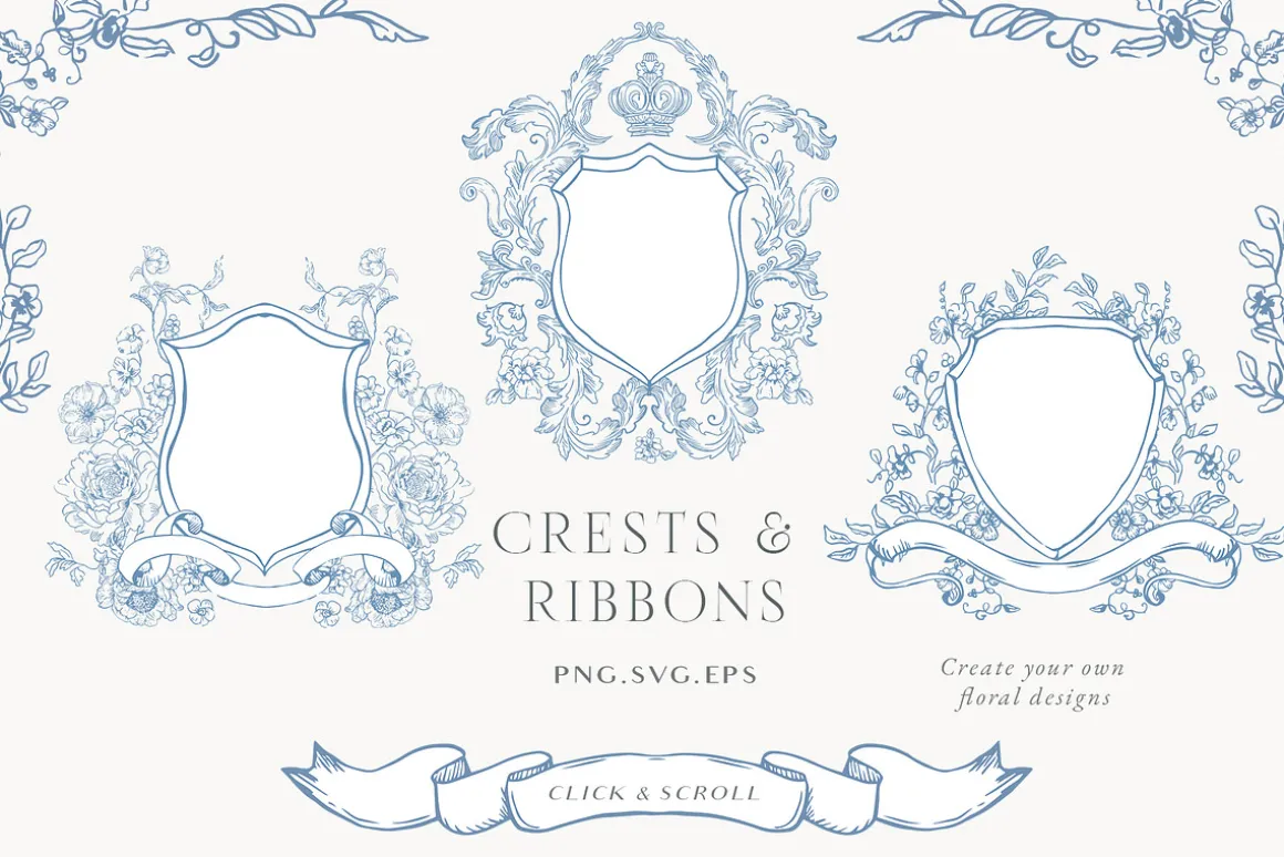 Blue Victorian Vintage Fine Line Art