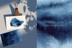 Blue Watercolor Background Set