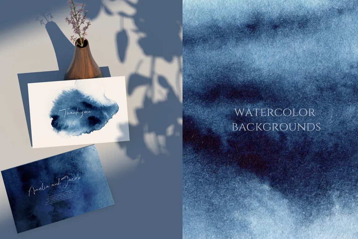 Blue Watercolor Background Set