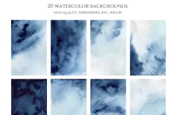 Blue Watercolor Background Set