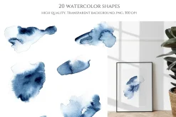 Blue Watercolor Background Set
