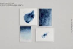 Blue Watercolor Background Set