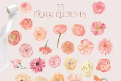 Blush Blooms Soft Watercolor Flowers