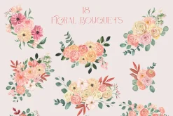 Blush Blooms Soft Watercolor Flowers