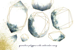 Blush & Navy Gold Polygons
