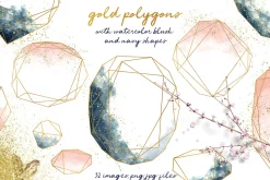 Blush & Navy Gold Polygons