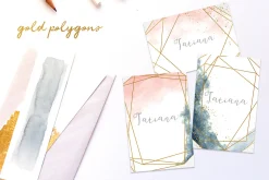 Blush & Navy Gold Polygons