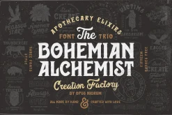 Bohemian Alchemist 5 Font + 15 Badge