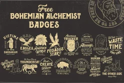 Bohemian Alchemist 5 Font + 15 Badge