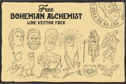 Bohemian Alchemist 5 Font + 15 Badge