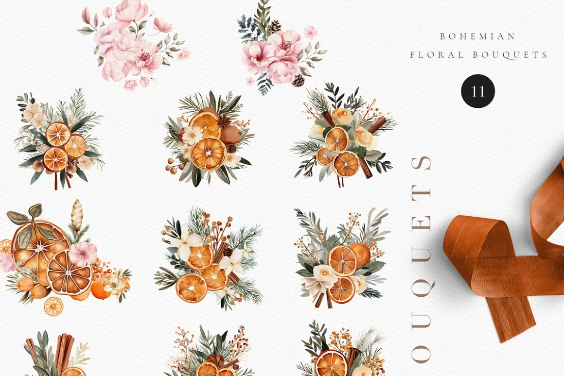 Bohemian Floral Christmas Time Set