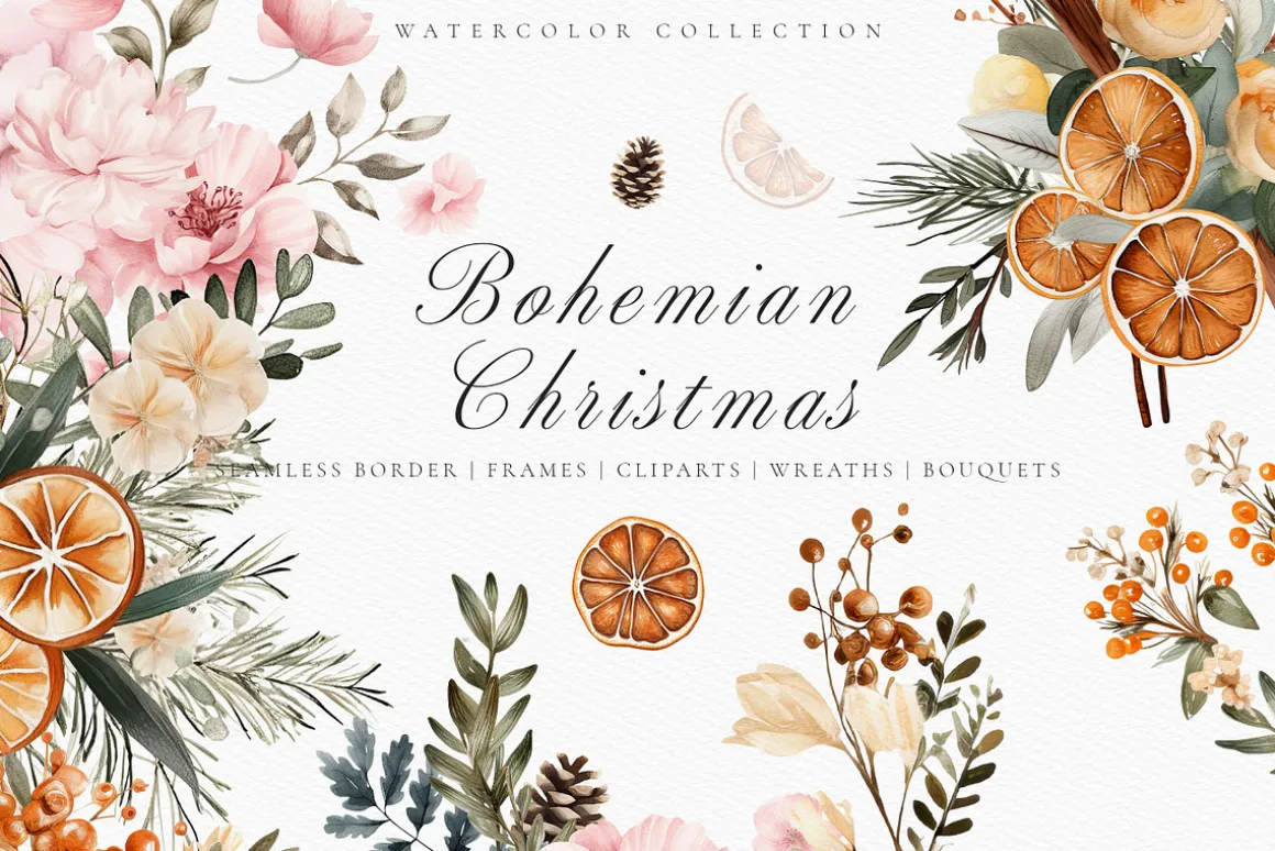 Bohemian Floral Christmas Time Set