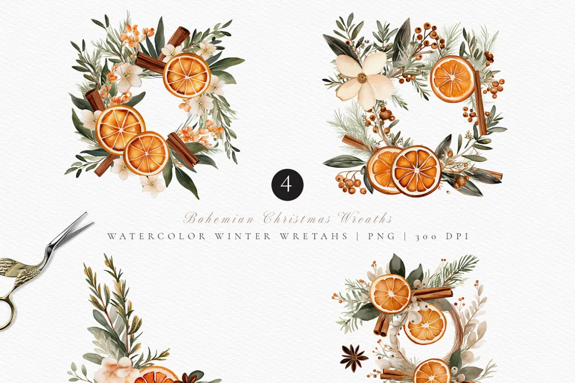 Bohemian Floral Christmas Time Set
