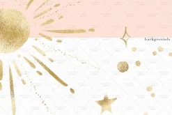 Boho Gold Sun Stars Sparkle Clipart