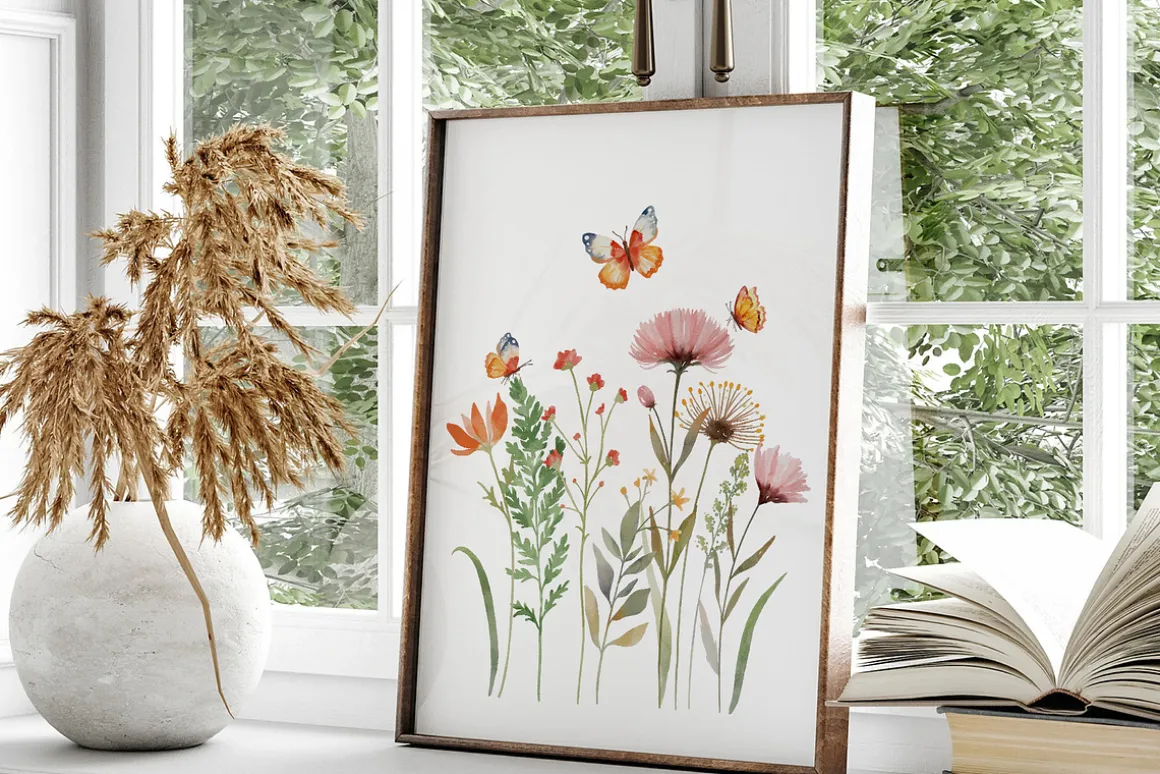 Boho Watercolor Wildflowers