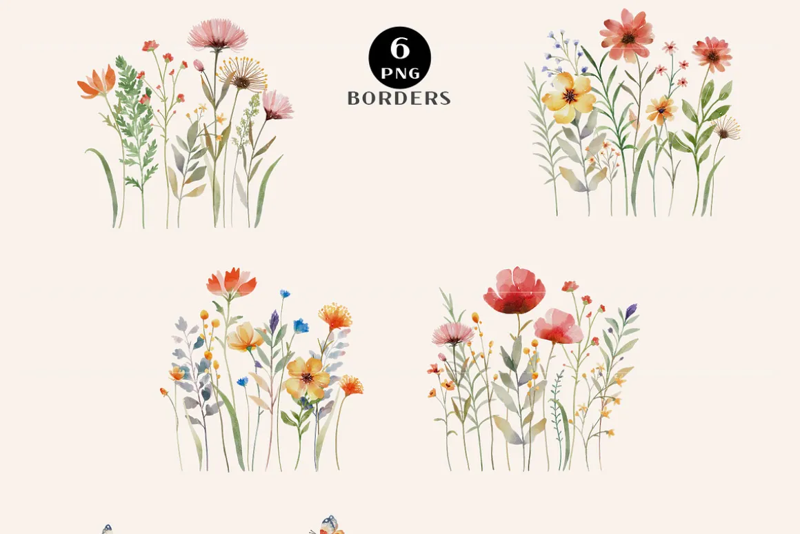 Boho Watercolor Wildflowers