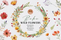 Boho Watercolor Wildflowers