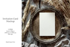 Boho 5x7 Invitation card mockup PSD