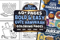 Bold Easy Cute Hanukkah Coloring