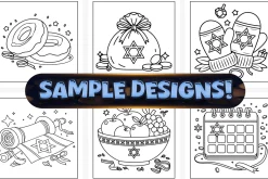 Bold Easy Cute Hanukkah Coloring
