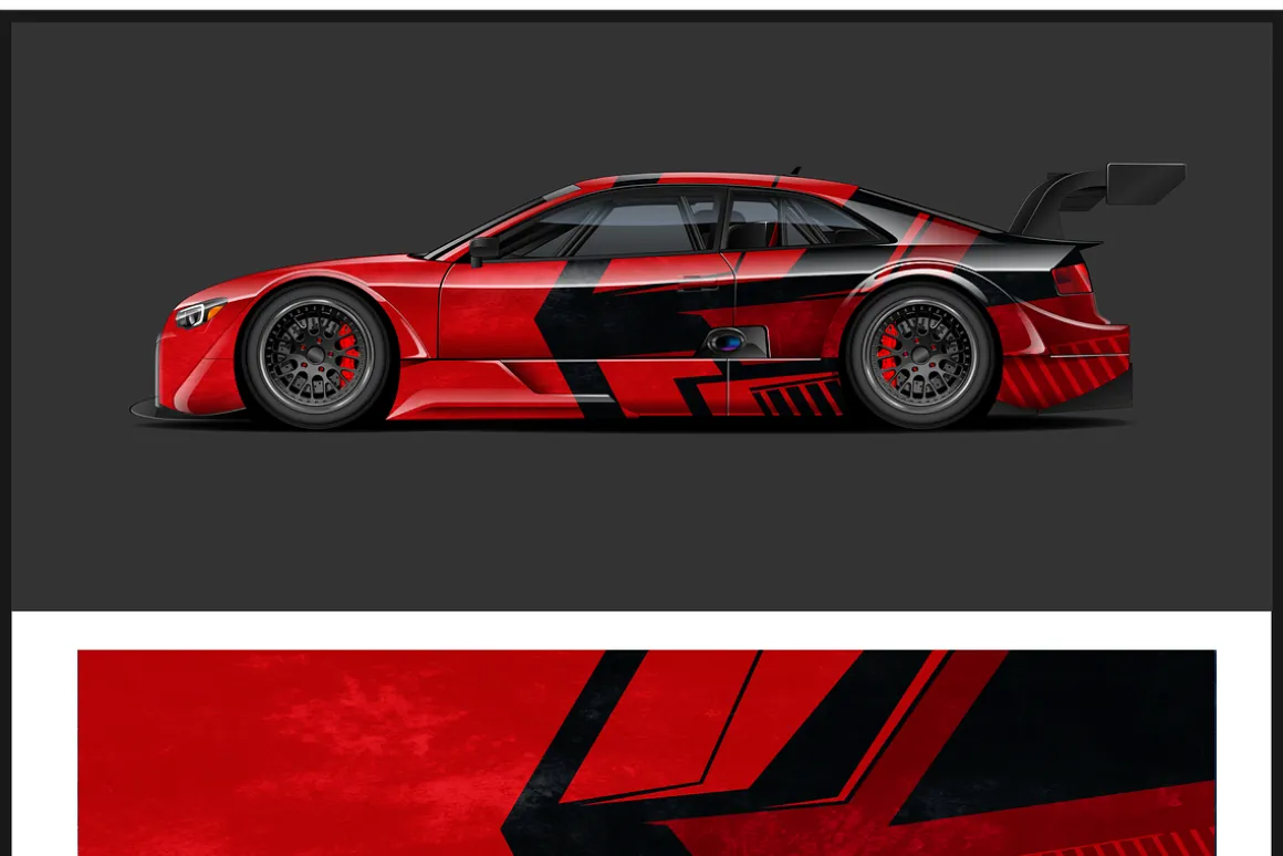 Bold Red Racing Car Wrap Design