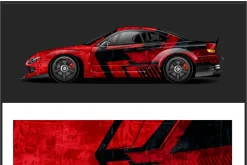 Bold Red Racing Car Wrap Design
