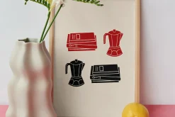 Book Lovers Linocut Clipart
