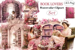 Book Lovers Watercolor Clipart Set