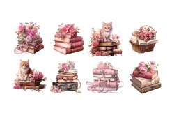 Book Lovers Watercolor Clipart Set