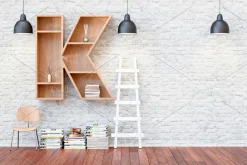 Bookshelf stock photo containing chair and decoration