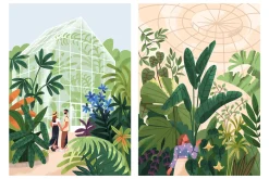 Botanical garden with green plants