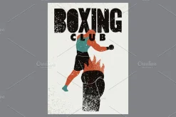 Boxing grunge vector poster set.