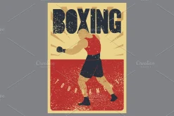 Boxing grunge vector poster set.