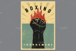 Boxing grunge vector poster set.