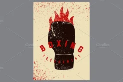 Boxing grunge vector poster set.