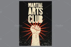 Boxing grunge vector poster set.
