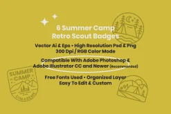 6 Boy Scout Retro Summer Camp Badges