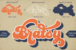 Bratsy Script - Layered Retro Font
