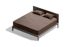Brown Wooden Double Bed 3D Model