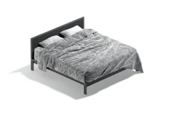 Brown Wooden Double Bed 3D Model