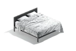 Brown Wooden Double Bed 3D Model