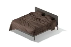 Brown Wooden Double Bed 3D Model