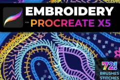 72 Brush-stitch Embroidery PROCREATE
