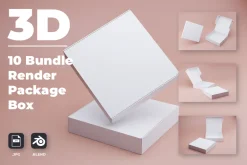 10 Bundle 3D Render Package Box