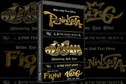 Bundle 4 PSD Y2K Gplden Text Effect