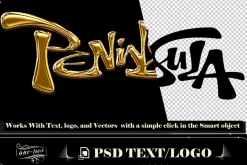 Bundle 4 PSD Y2K Gplden Text Effect