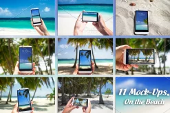 Bundle, Smartphone, 11 Mock Up,Beach