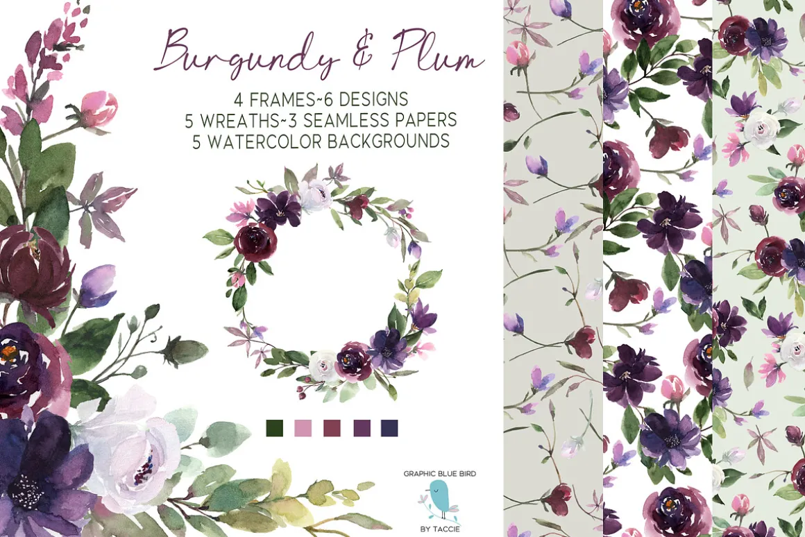 Burgundy & Plum Floral Design Kit